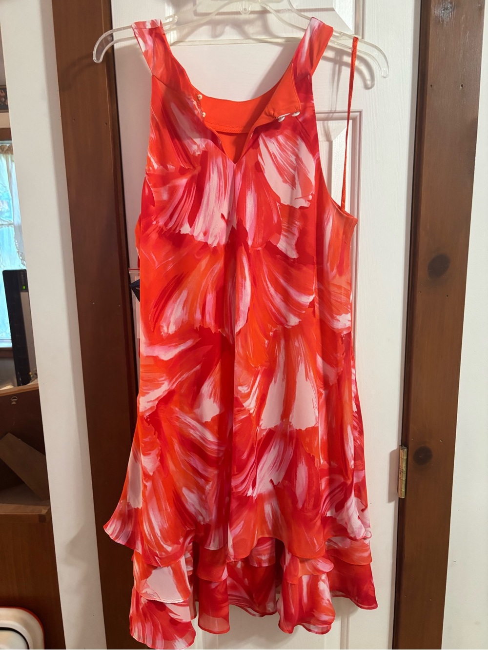 Studio I Red and White High-Low Floral Sundress